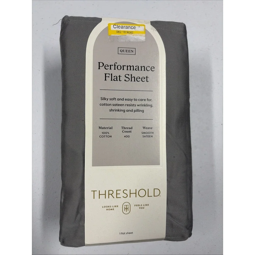 Threshold Queen 400 Thread Count Performance Flat Sheet Gray